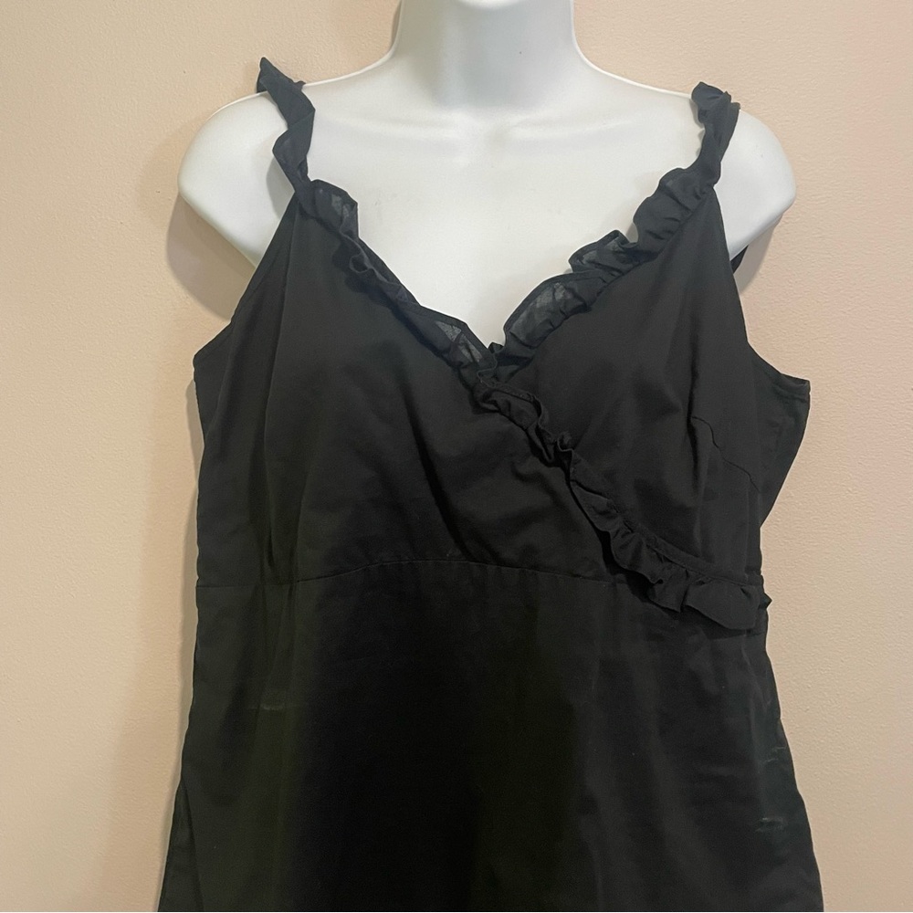 Gap Black Ruffle Crossbody Tank Top Clean Girl Minimalist Ballet-core Casual - Picture 3 of 6